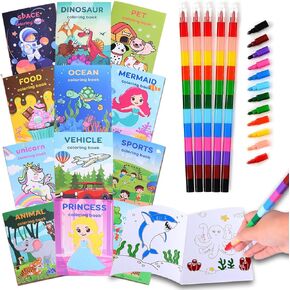 48Pcs Christmas Coloring Book for Kids with Crayons, Christmas Activity Books Mini Coloring Book Bulk DIY Art Drawing Book Set Xmas Stockings Goodie Bags Stuffer Filler Holiday Party Supplies