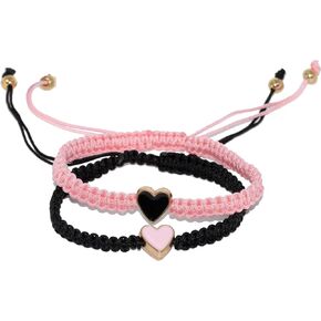 Couples Matching Bracelets Friendship Bracelet for Women Adjustable Rope Heart Charm Bracelets Friend Gifts