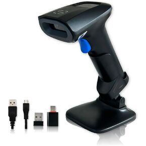 SOLUX 1D 2D Compact Barcode Scanner - Barcode Scanner Wireless & Wired QR Code Scanner - Bluetooth Scanner with USB & USB-C Receiver - Wireless Scanner Barcode Plug & Play