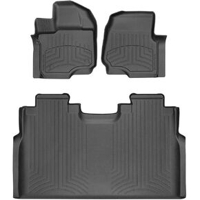 WeatherTech FloorLiner HP Custom Fit Floor Mats for Ford F-150, F-150 Raptor, F-150 Lightning (Crew Cab, Bucket Seats) w/o Fold Flat Storage - 1st & 2nd Row (44697-1-2IM), Black