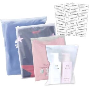 Belit 20 Pcs Travel Luggage Organizer Bags, 4 Sizes Packaging Bags for Clothing, Cosmetics, Toiletries, Reusable Plastic Zipper Bags for Hospital Bag, Travel Storage, Home Storage
