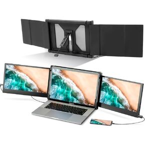 Alecewey Laptop Screen Extender, 15.6 inch Triple Screen Laptop Monitor Extender FHD 1080P HDMI Detached Extended Portable Dual Monitor for 12-17'' Laptop with Window,Mac,Android