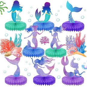 10 Pcs Mermaid Party Supplies Mermaid Birthday Honeycomb Centerpieces for Under The Sea Party Decorations Table Honeycomb for Ocean Mermaid Theme Birthday Baby Shower Wedding Party Favors