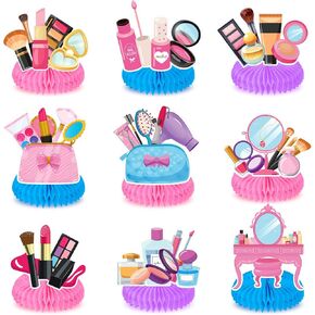 9 Pieces Spa Party Decorations Makeup Birthday Party Decorations, Spa Party Table Centerpieces, Spa Birthday Party Supplies For Girls, Centerpiece Table Decorations For Spa