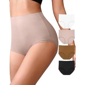 ASIMOON سراويل داخلية عالية الخصر بعد الولادة للنساء من الدانتيل بدون عرض لباس داخلي بدون علامة تغطية كاملة للسيدات 4 عبوات in Kuwait