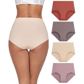 ANLIQI Women Underwear Cotton Briefs High Waisted Lace Panties Breathable Full Coverage Ladies Panties Regular & Plus Size