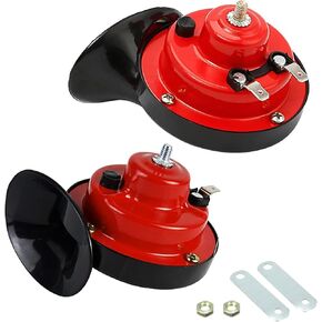 Pack-2 Car Snail Air Horn, 12V Waterproof Sealed 300DB Stereo Sound Dual Speakers, Safety Warning Honking Trumpet with Mounting Accessories, Universal for Most Cars and Motorcycles (Black)