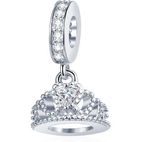Princess Queen Crown Birthstone Charm Fit for Pandora Charms Bracelets Birthday Gifts for Mother Daughter Her Women