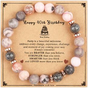 Birthday Gifts for Women, Natural Stone Bracelet as Happy 21st 25th 30th 35th 40th 45th 50th 60th 65th 70th 75th 80th Birthday Gifts for Women Her Mom Friend Grandma Friendship Funny Unique