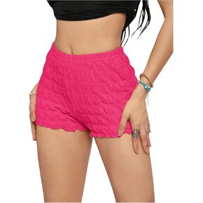 SOLY HUX Women's Elastic Waist Shorts Lettuce Trim Casual Summer Shorts