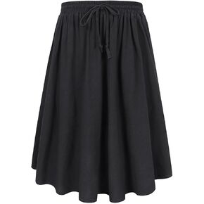 CARCOS Plus Size Midi/Mini Skirks for Women Solid/Star/Striped A Line Flowy High Waist Skirt XL-5XL