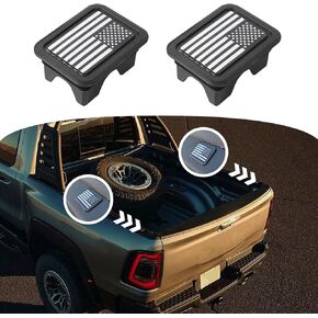 for Dodge Ram 1500 Bed Rail Stake Pocket Covers,Bed Rail Caps Compatible with Dodge Ram 1500 Accessories 2019-2024 2025,USA Flag Truck Caps Rear Holes Plugs Covers(2PCS,Black)