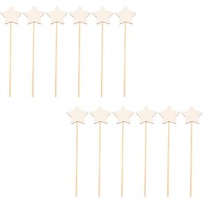 SEWACC DIY Fairy Wand 12Pcs Unfinished Star Fairy Wands DIY Painting Fairy Wand Sticks Blank Fairy Stick Make Your Princess Wand Toy for Kids Girls DIY Paint Crafts DIY Fairy Sticks