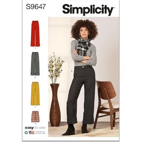 Simplicity Misses' Pants and Shorts Sewing Pattern Kit, Code S9647, Sizes 6-8-10-12-14, Multicolor