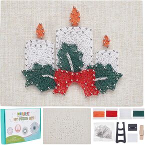WEBEEDY Christmas Candle & Holly String Art Kit Christmas String Making Kit 3D String Art Crafts Kit for Adults Beginners with Instruction and All Supplies,Holiday Christmas Craft Wall Decor Gift