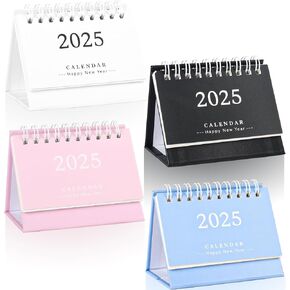 4 Pcs Mini Desk Calendar 2024-2025, from July 2024 to December 2025, Small Desk Calendar, Tiny Desktop Calendar, Thick Paper Twin-Wire Binding Standing Flip Desk Calendar for Office School Home