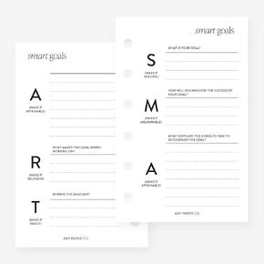 Pocket SMART Goals Planner Insert Agenda Refill for Pocket size 6 Ring Binder 3.2 x 5