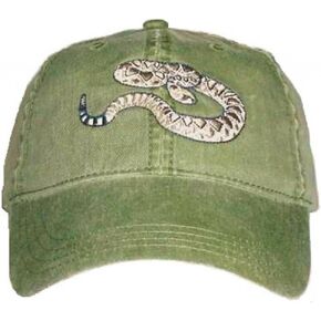 Western Diamondback Rattlesnake Embroidered Cotton Cap Green