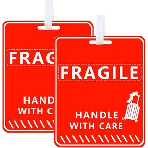 Fragile Luggage Tags 5 x 4 Inch Luggage Tags Travel Bag Tag - Handle with Care Tag for Suitcases Luggage or Travel Bags Women Men 2Pcs Fragile Tags