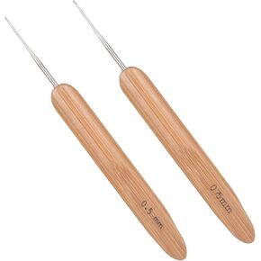 Richintol Dreadlock Crochet Hooks,Crochet Needles for Hair,Interlocking Tool for Locs,Hair Crochet Hook Loc Needles for Dreadlocks Braid Craft(1 Hook,2PCS:0.5mm+0.75mm)