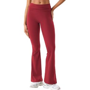 YEOREO Romola Women Flare Leggings with Tummy Control Yoga Pants High Waist Fold Over Bootcut Wide Legs Workout Leggings