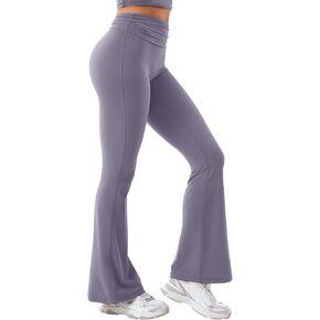YEOREO Romola Women Flare Leggings with Tummy Control Yoga Pants High Waist Fold Over Bootcut Wide Legs Workout Leggings in Saudi Arabia