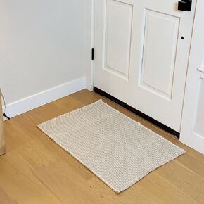 LIVEBOX Hand Woven Jute Cotton Rug, 2x6 Soft Kitchen Runner Rug Neutral Hallway Runner Rug for Farmhouse Entryway Laundry Room Bathroom