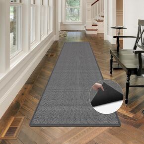 GOYLSER Absorbent Chenille Hallway Runner Rug, Washable Weave Laundry Room Rug Mat, Non Slip Carpet Runners for Hallway Entryway with Rubber Backed, 144"x28"