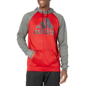 adidas Game & Go Big Logo Pullover Hoodie Scarlet/Dark Grey Heather Solid Grey 2XL
