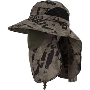Unisex Outdoor Work Sunhat with Face Neck Flap UV Protection for Fishing Hiking Mountaineering Garden