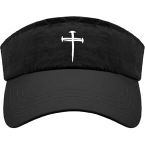 Cross Nails Caps Sun Visor Hat for Adult Running Cap Retro Visor, One Size-Medium, Allblack
