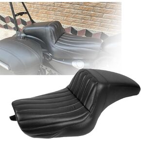 Two up Seat, Driver+Passenger Seat Cushion, Stepped Type, For Harley-Davidson Sportster Iron XL883 XL1200 (2004-up) / Half Horizontal Stripes/Suitable for Greater than 3.3GAL