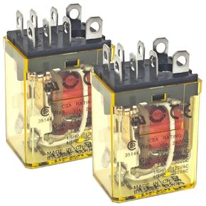 RH2B-UAC110-120V Power Relay (Pack of 2) - 110/120VAC 10A DPDT Plug-in VAC Coil