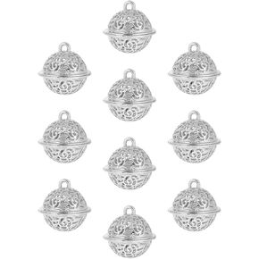 VOSAREA 10pcs Vintage Jingle Bells Christmas Brass Jingle Bells Electroplated Hollow Xmas Bells Pet Dog Collar Bells for Christmas Tree Crafts Decoration DIY Bells Pet Dog Cat (Silver)