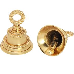 Wonderlist Handicrafts 2" Height Indian Brass Bells Jingle Bells for Home Door Décor, Crafts, Chimes, Christmas Décor, Cow Pet Bells Christmas Craft Bells for Christmas Decorations (2)