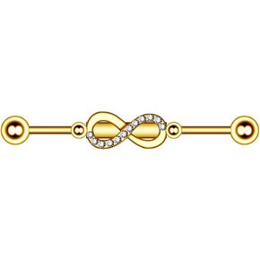 14G Infinity Industrial Barbell Earrings Stainless Steel Infinity Industrial Piercing Jewelry for Women Men 38mm Gold Black