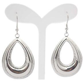 Silver Stainless Steel Waterdrop Tear Drop Fishhook Earrings for Women