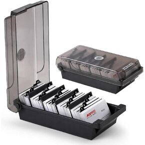 Business Card Holder, Index Card Organizer with Dividers and Index Tabs Desk Workspace Organizers Business Card Holders (1000 Cards Capacity))