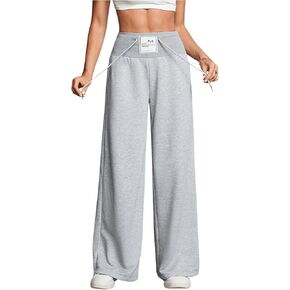بنطال رياضي نسائي برباط من SweatyRocks بخصر عالٍ ومرقع بأحرف واسعة