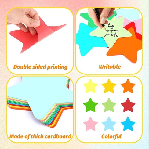 Star Cutouts, 72 Pcs 6 Inch Assorted Color Paper Stars Bulletin Board Cutouts Decorations Colorful Star Shape Die Cut Paper for DIY Crafts Projects Holiday Party Chalkboard Wall Decoration, 9 Colors in Saudi Arabia