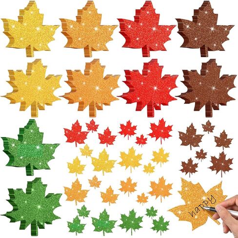 Colarr 300 Pcs Fall Maple Leaves Cutouts Assorted Colors Leaves Bulletin Board Decorations Glitter Paper Leaf Cutouts Autumn Thanksgiving Paper Leaf for Bulletin Board Decorations in Saudi Arabia