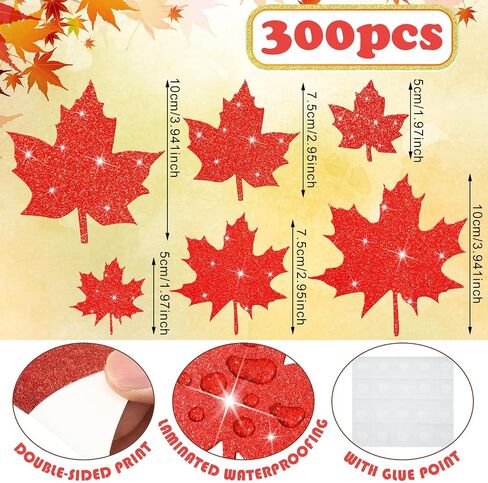 Colarr 300 Pcs Fall Maple Leaves Cutouts Assorted Colors Leaves Bulletin Board Decorations Glitter Paper Leaf Cutouts Autumn Thanksgiving Paper Leaf for Bulletin Board Decorations in Saudi Arabia