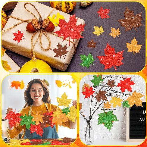 Colarr 300 Pcs Fall Maple Leaves Cutouts Assorted Colors Leaves Bulletin Board Decorations Glitter Paper Leaf Cutouts Autumn Thanksgiving Paper Leaf for Bulletin Board Decorations in Saudi Arabia