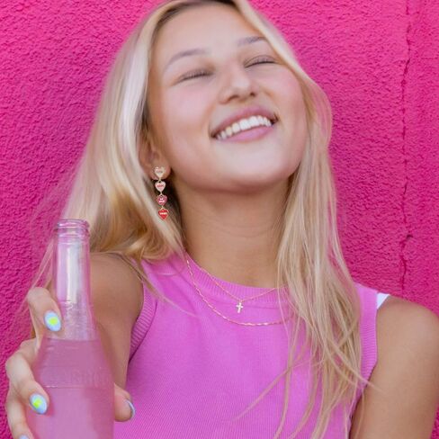 Madison Tyler Flower Pink Earrings for Women | Statement Lightweight Acrylic Hot Pink Dangle Earrings for Girls | Jewelry Gifts for Valentine's Day Wife Girlfriend Her in Saudi Arabia