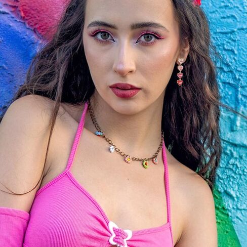 Madison Tyler Flower Pink Earrings for Women | Statement Lightweight Acrylic Hot Pink Dangle Earrings for Girls | Jewelry Gifts for Valentine's Day Wife Girlfriend Her in Saudi Arabia