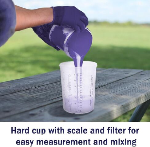 Disposable Paint Sprayer Mixing Cup Kit with 125 Mic 27 Ounce (800ml) Kit 45 Cup Liners,45 Lids, 1 Hard Cup,1 Retainer Ring and 10 Plugs in Saudi Arabia