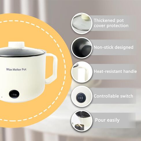 VUSIBA Candle Making Pouring Pot, 24oz Electric Wax Melter for Candle Making and Non-Stick Candle Double Boiler Pot with Thermometer in Saudi Arabia