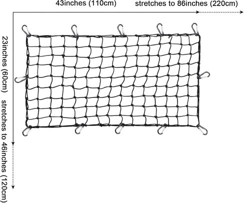 Big Ant 4'x5' Bungee Cargo Net for Pickup Truck Bed - Heavy Duty Cargo Netting with 16 D Clip Carabiners, Small 4" x4" Mesh Holds Small and Large Loads Tighter in Saudi Arabia