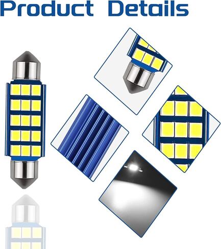 4 عبوات 578 لمبات LED ساطعة للغاية، مجموعة شرائح 6500K 2835 لأضواء باب خريطة القبة الداخلية LED 211-2 212-2 569 6411 6451 (42 مم) in Kuwait