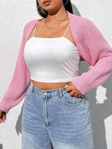 سترات نسائية من MakeMeChic بمقاس كبير وأكمام طويلة ومفتوحة من الأمام وسترات صوفية قصيرة محبوكة in Saudi Arabia